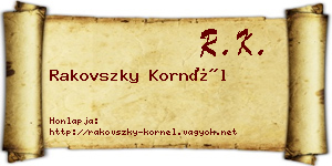 Rakovszky Kornél névjegykártya